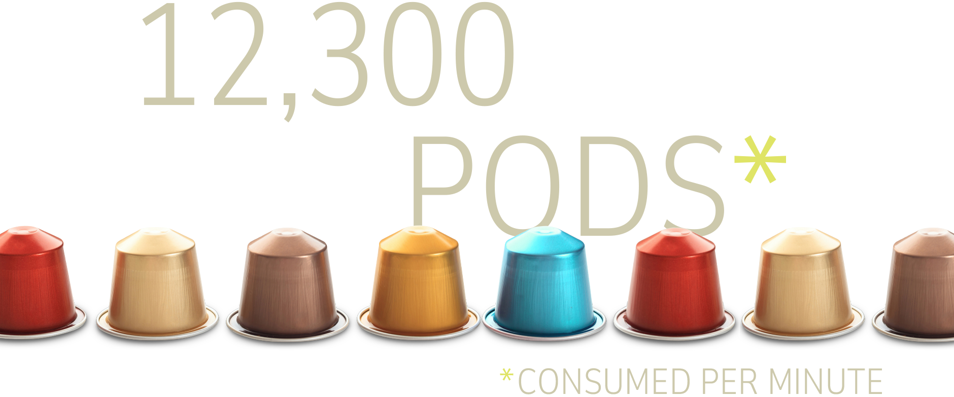 A row of coffee pods for recycling